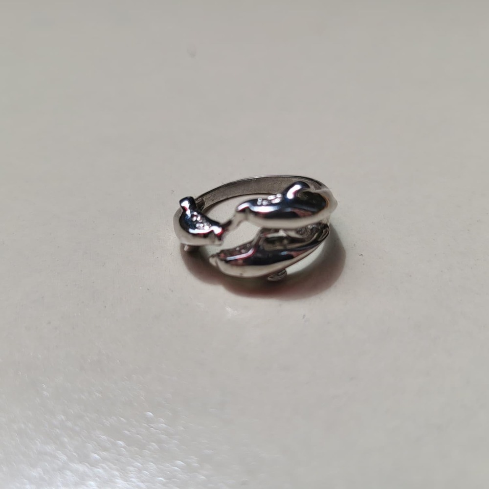 925 Sterling Silver Dolphin Wrap Ring Size 6 Vintage Nautical Boho